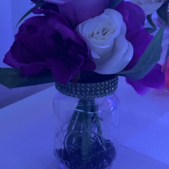 Handmade Faux flower in lighted mason jar. - Picture 4 of 6